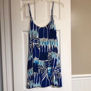 Blue print mini tent dress